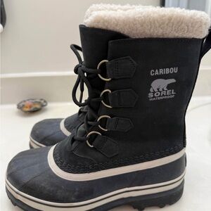 Sorel Caribou Black and White Snow Boots